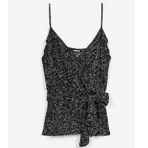 PLEATED WRAP FRONT SIDE TIE PEPLUM CAMI